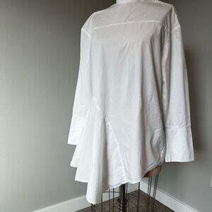 H&M White High-Low Tunic Shirt – Snap Collar (No Belt)